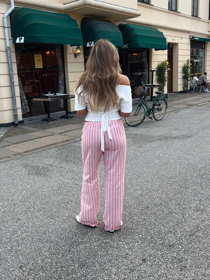 Liora striped linen pants - Light pink/Pink