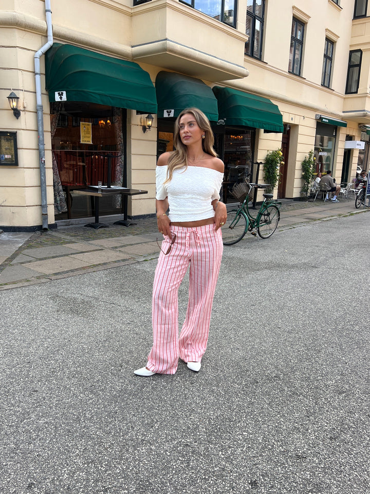 Liora striped linen pants - Light pink/Pink