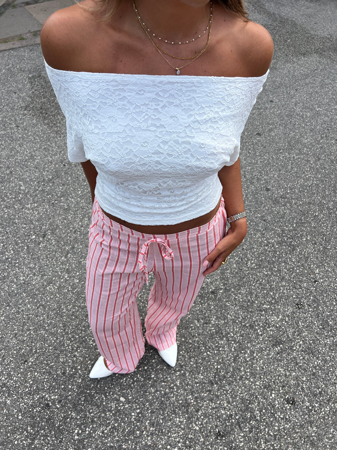 Liora striped linen pants - Light pink/Pink