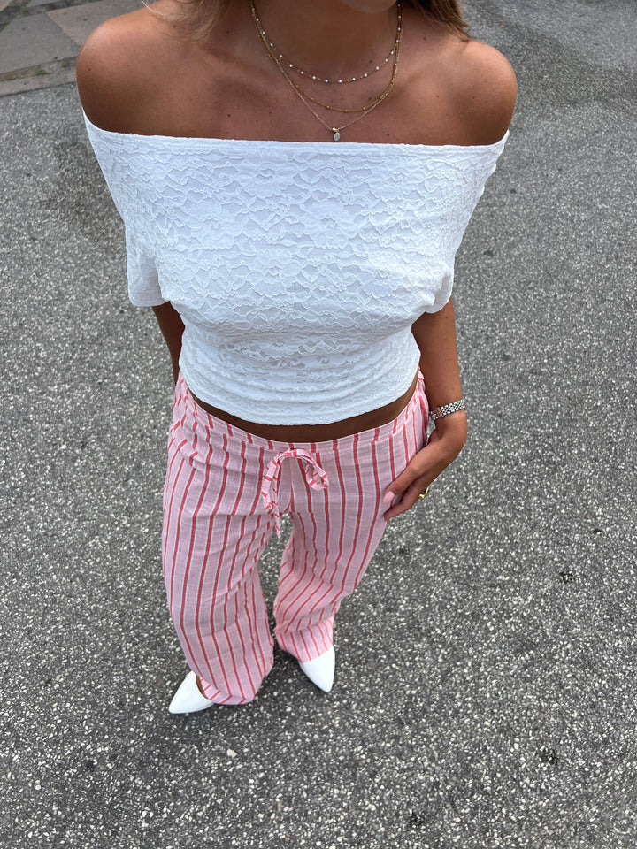 Liora striped linen pants - Light pink/Pink