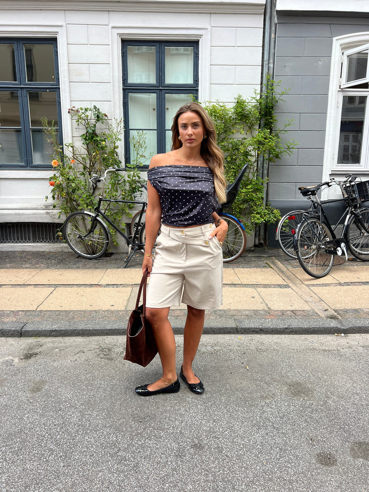 Lara polka dot off-shoulder top - Black/White