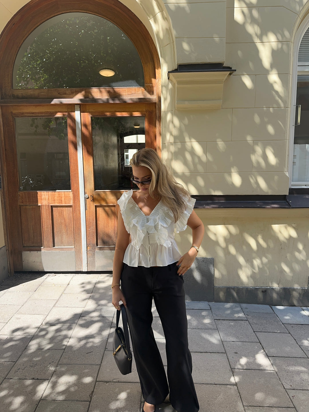Lia ruffle top - White