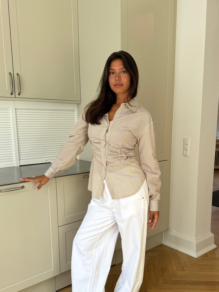 Chloe smock shirt - Beige/White