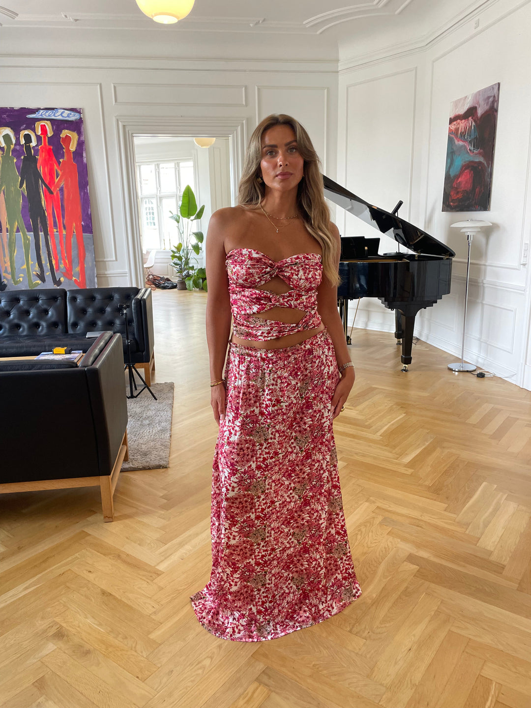 Sage flowers maxi skirt - Pink