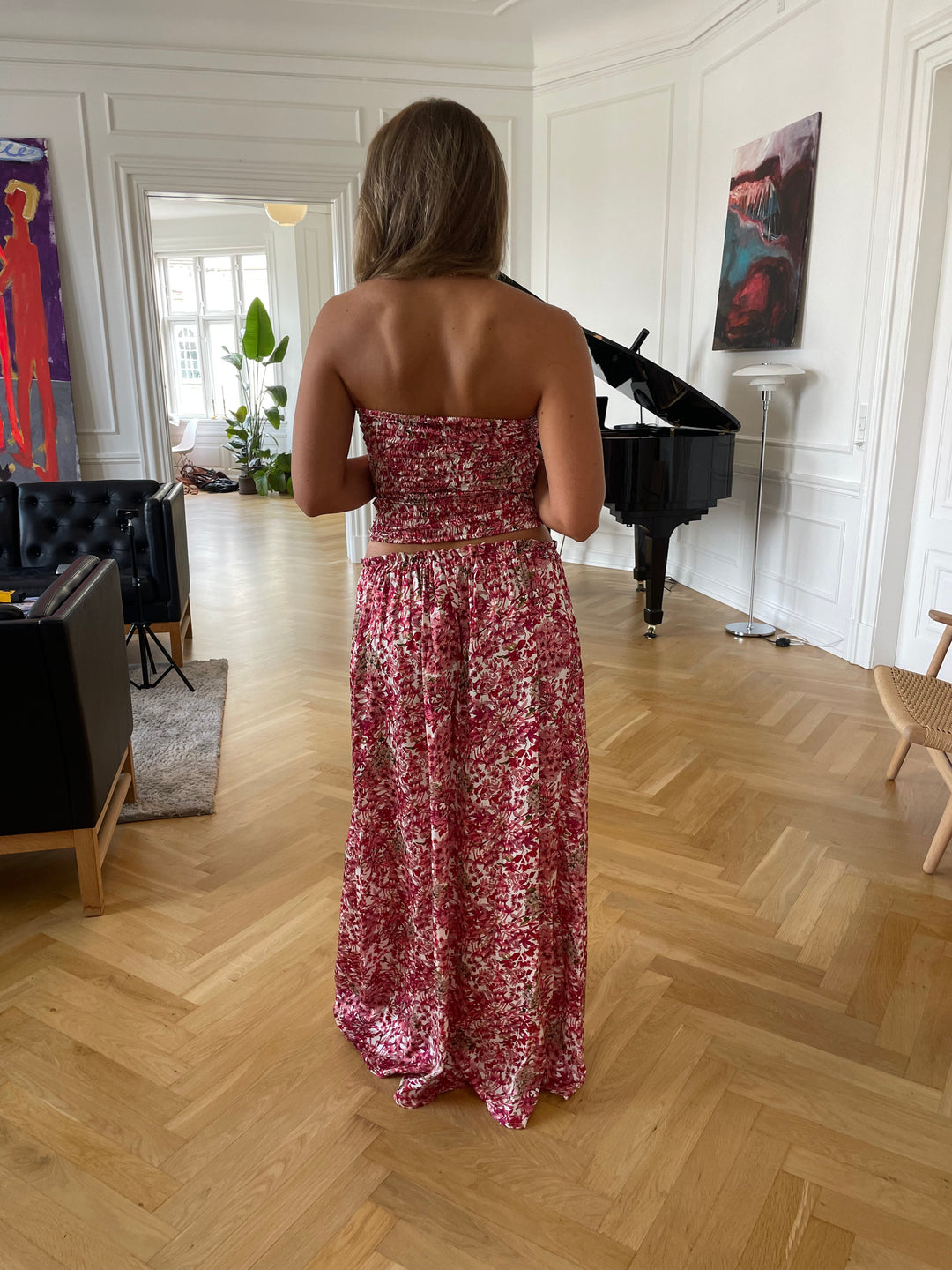 Sage flowers maxi skirt - Pink