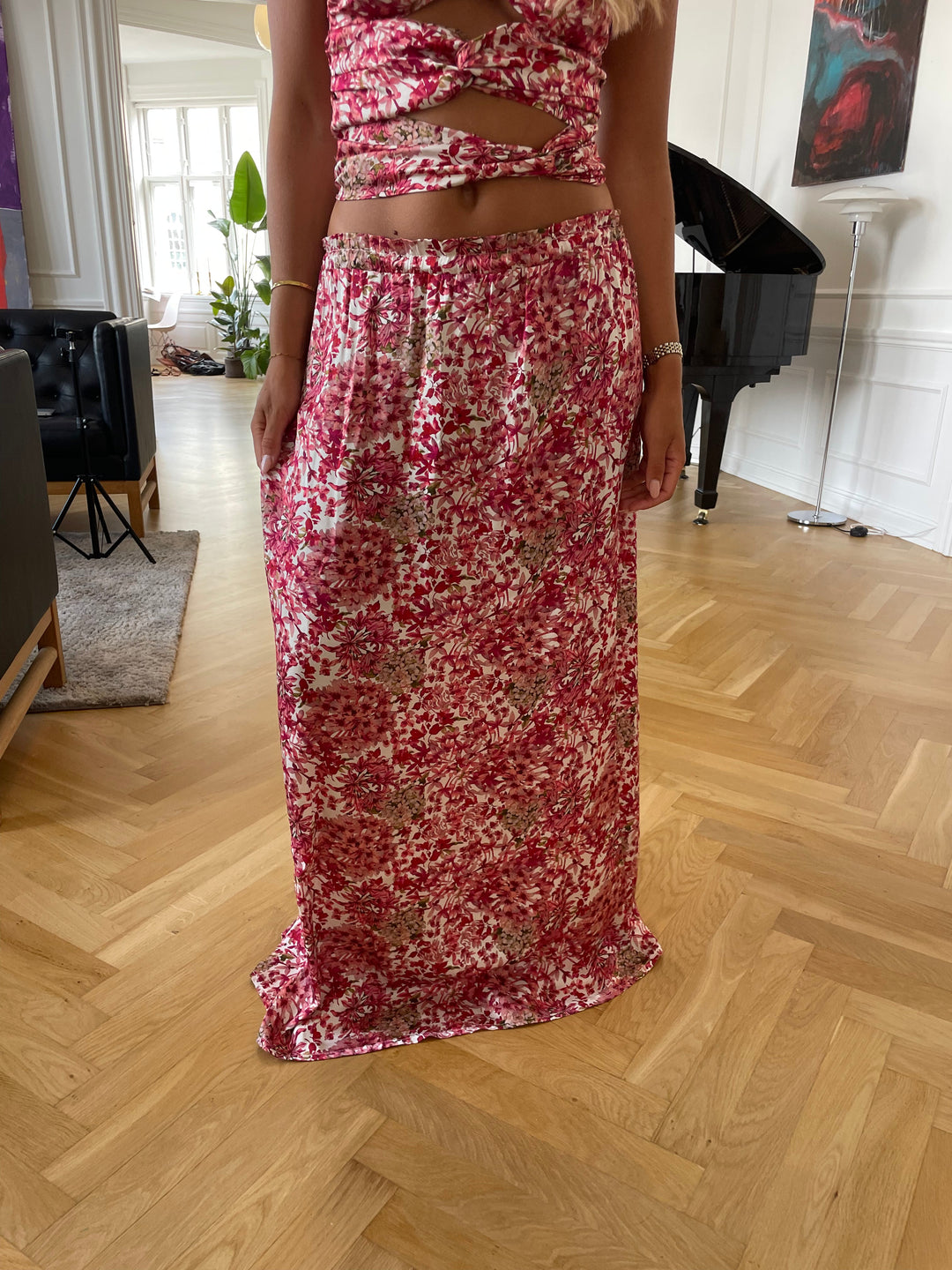 Sage flowers maxi skirt - Pink