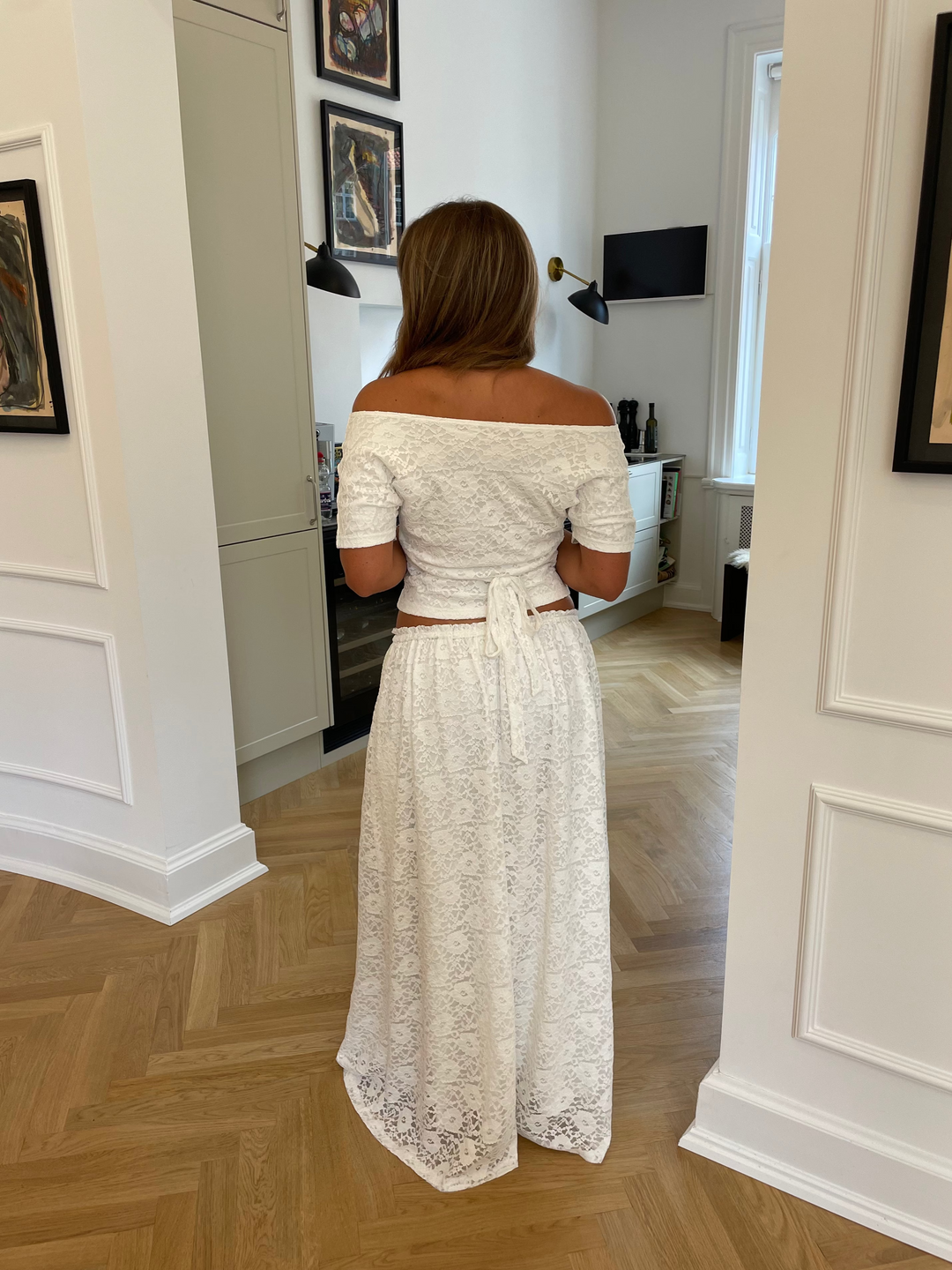 Oura one shoulder lace top - Ivory