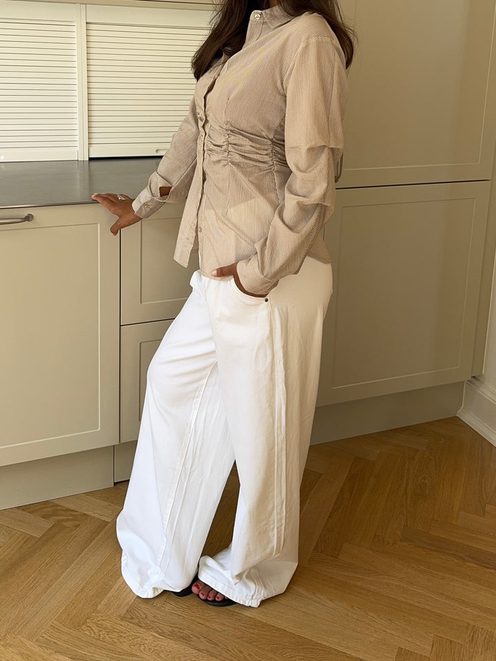 Chloe smock shirt - Beige/White