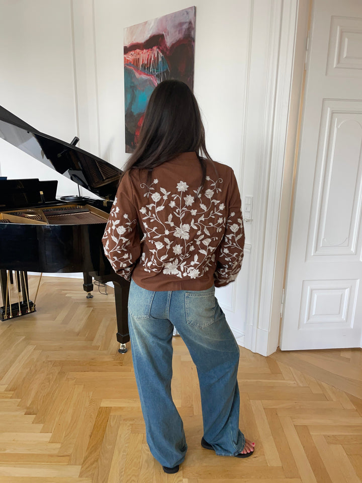 Emma balloon sleeve shirt - Dark brown