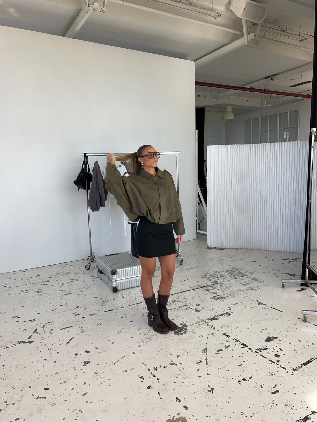 Arlinda suede bomber jacket - Dark green
