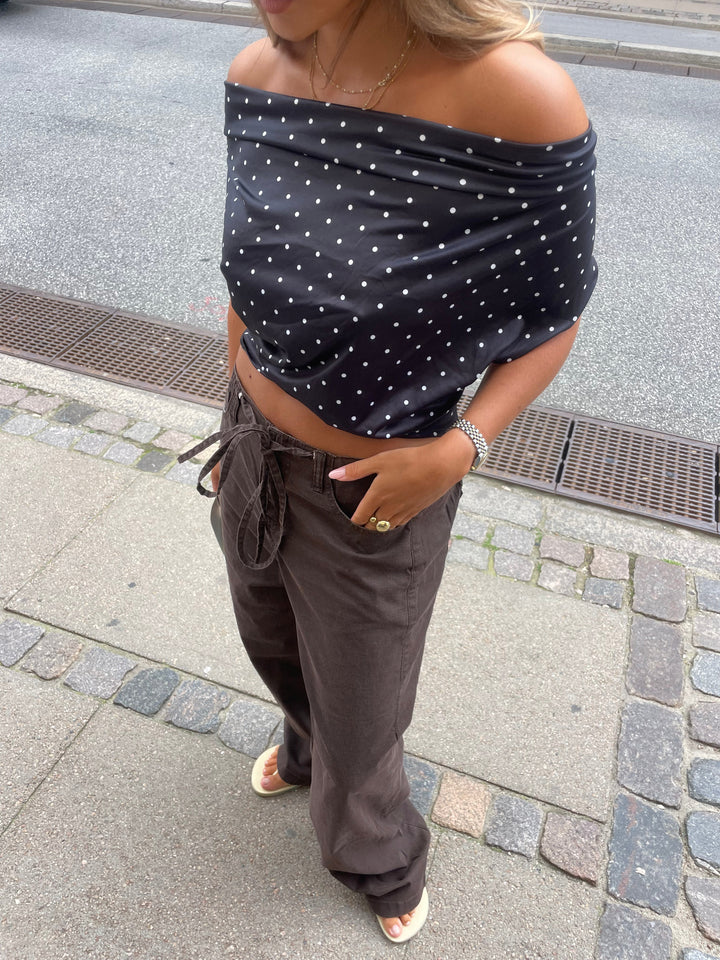 Lara polka dot off-shoulder top - Black/White