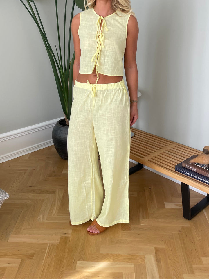 Elva linen pants - Light yellow