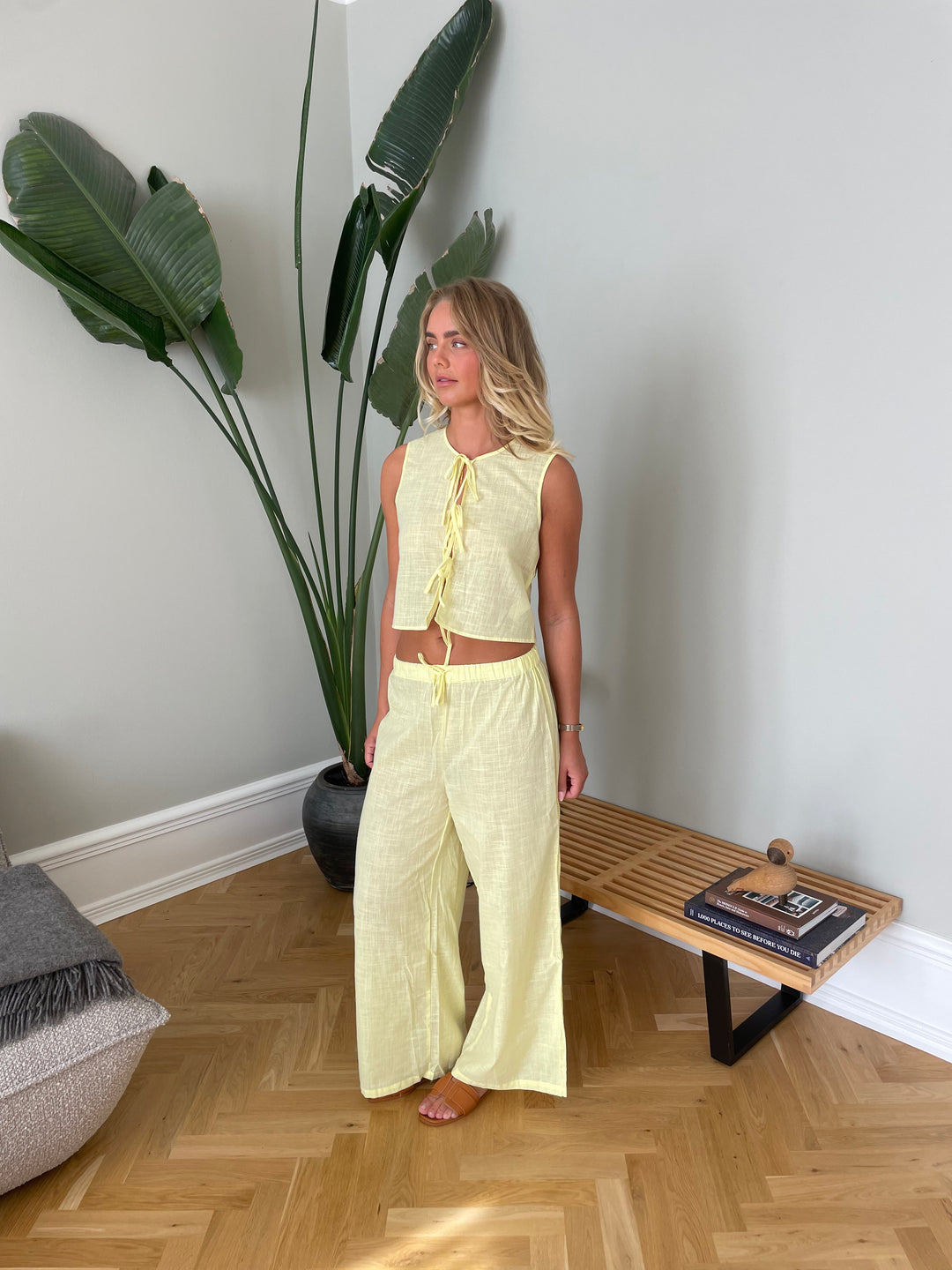 Elva linen pants - Light yellow