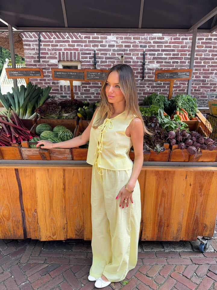 Elva linen pants - Light yellow