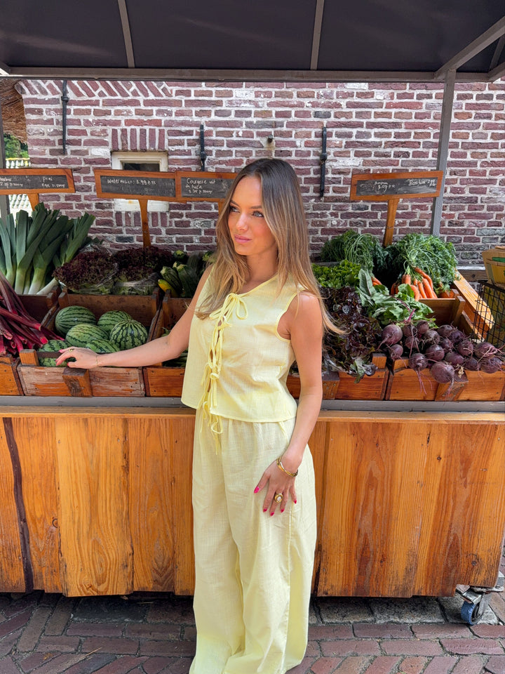 Elva linen vest - Light yellow