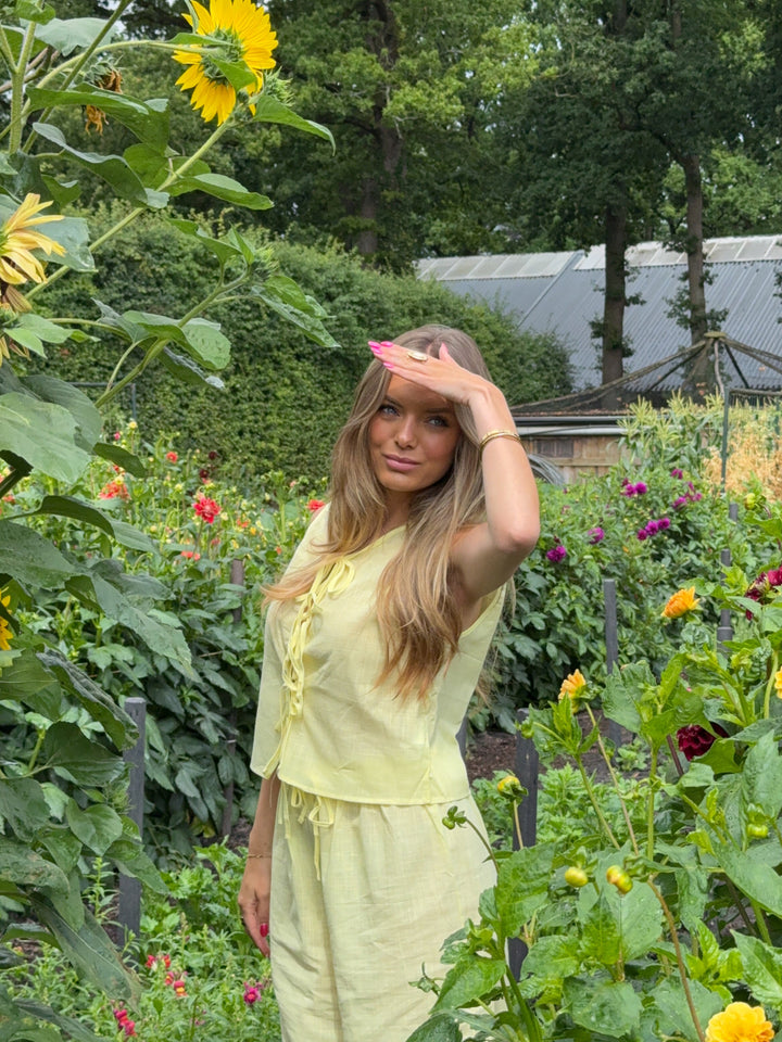 Elva linen vest - Light yellow