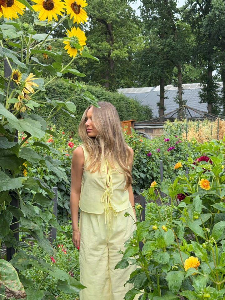 Elva linen vest - Light yellow