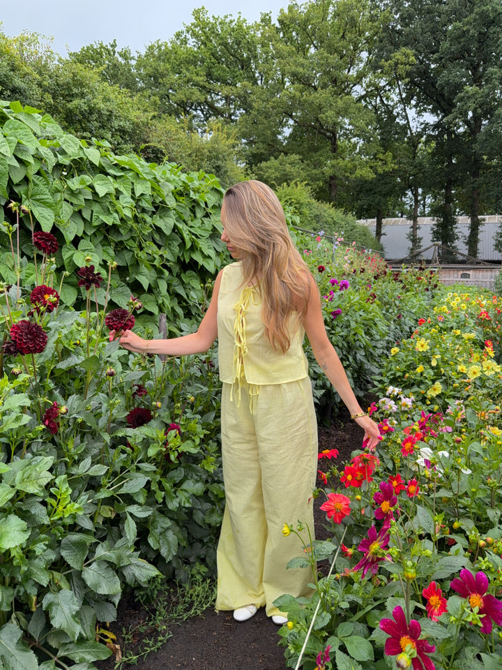 Elva linen pants - Light yellow