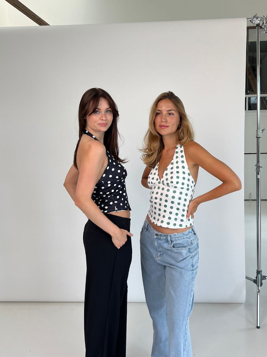 Ophelia polka dot top - Black/White