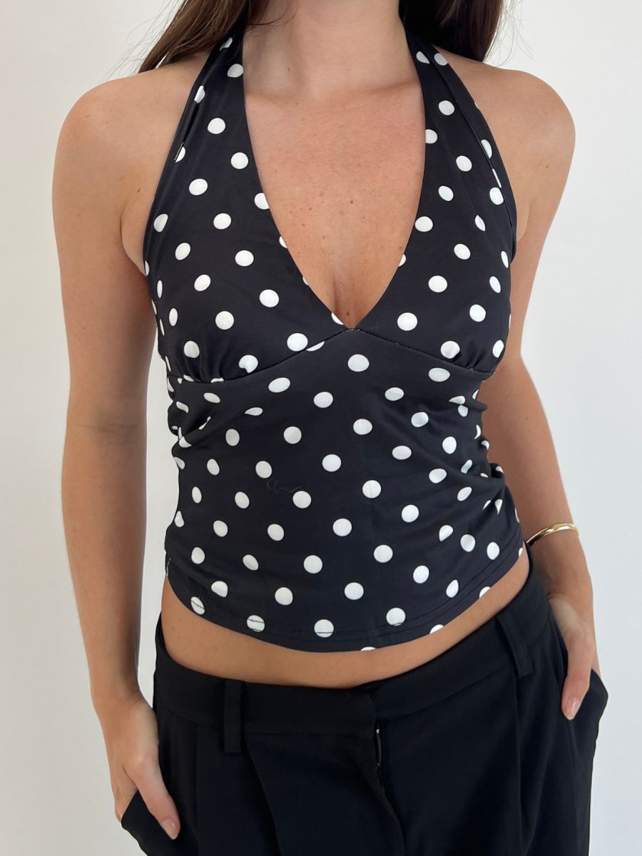 Ophelia polka dot top - Black/White