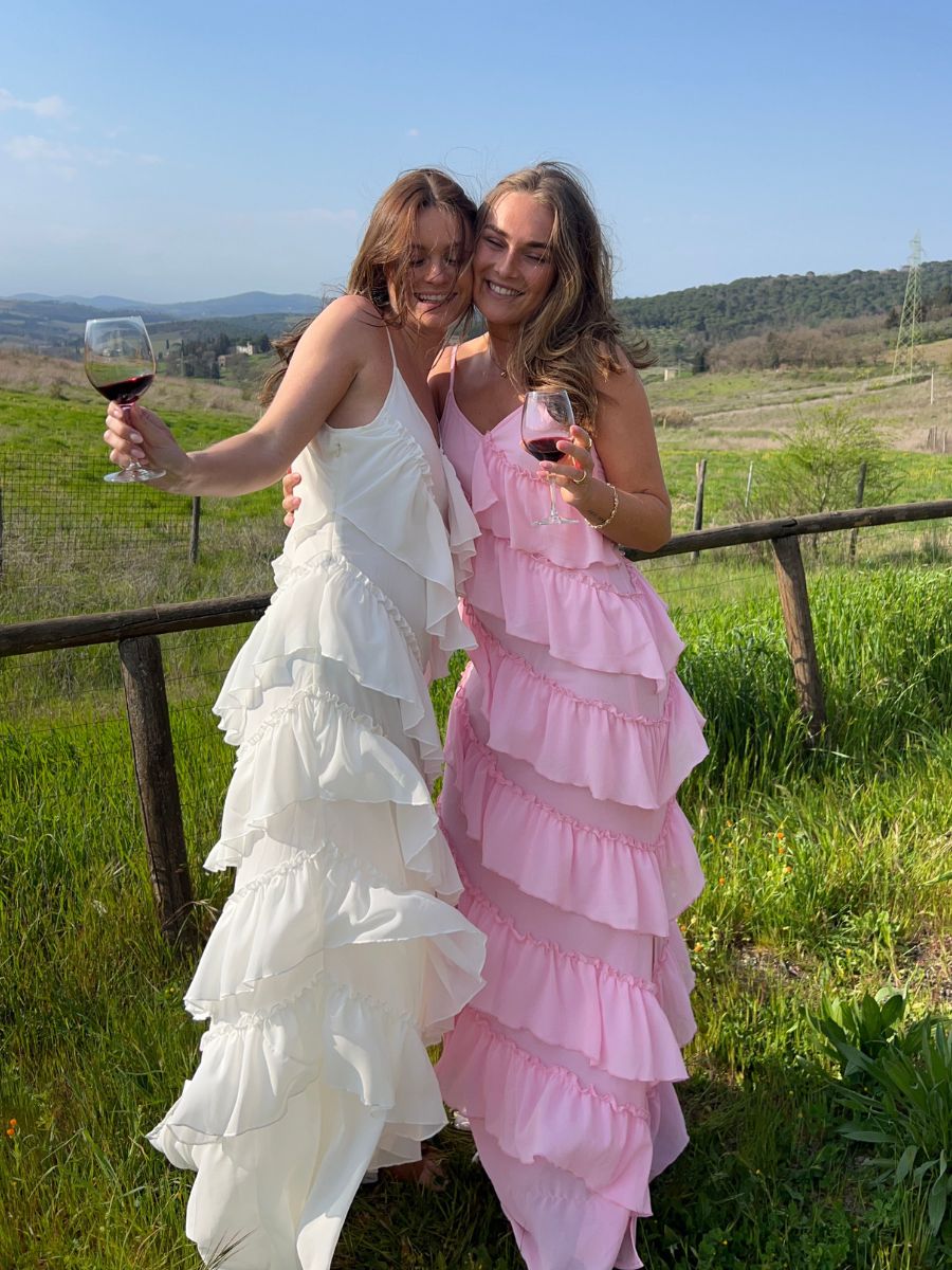 Rie maxi ruffle dress - Light pink