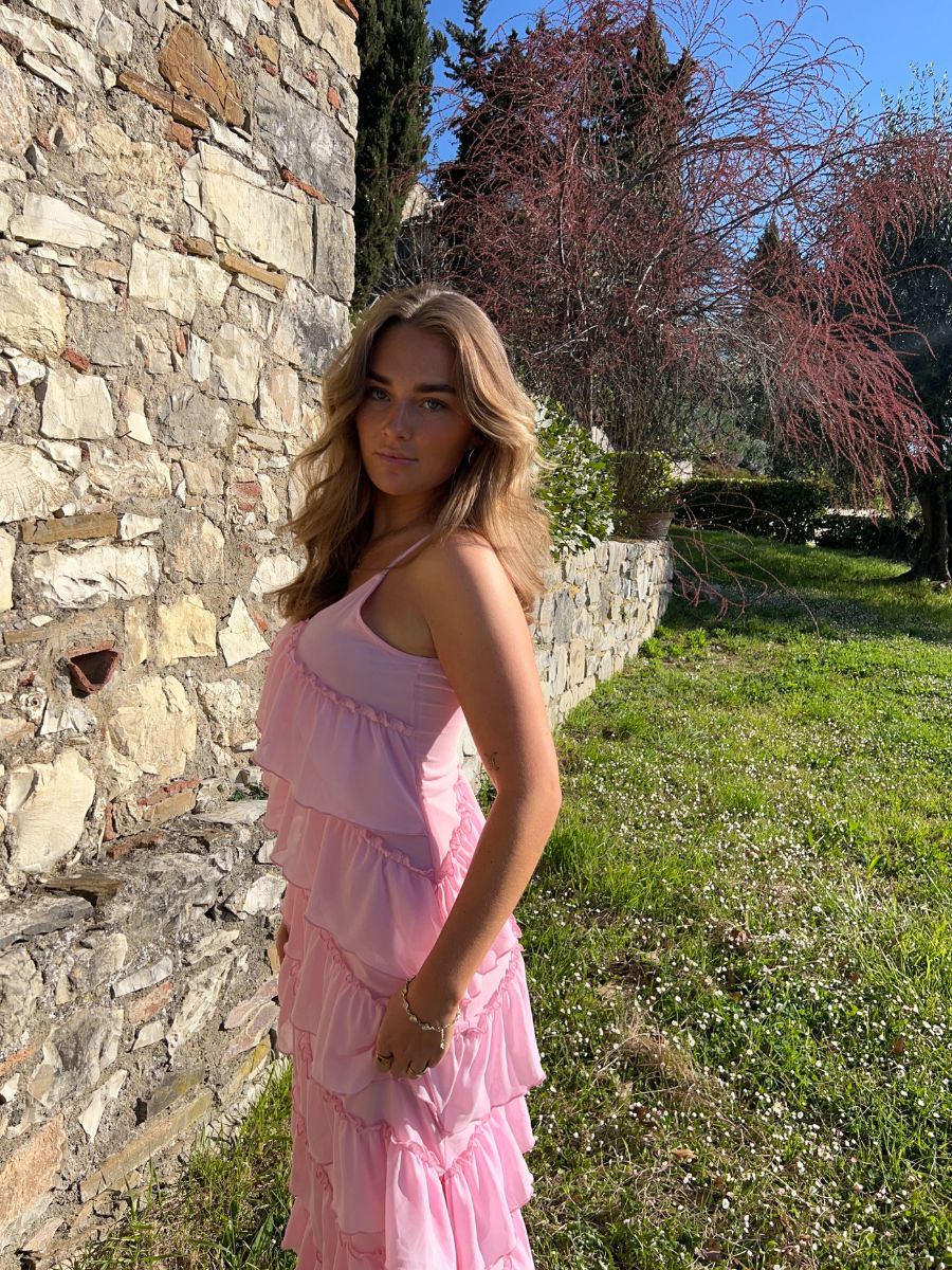 Rie maxi ruffle dress - Light pink