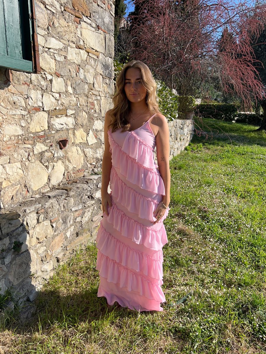 Rie maxi ruffle dress - Light pink