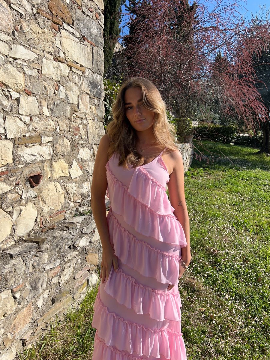 Rie maxi ruffle dress - Light pink