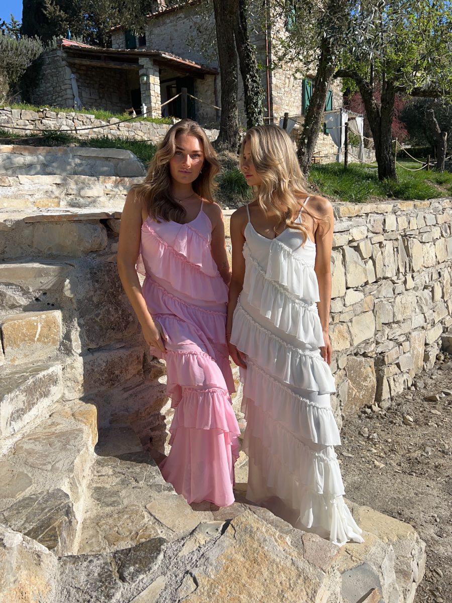 Rie maxi ruffle dress - Light pink