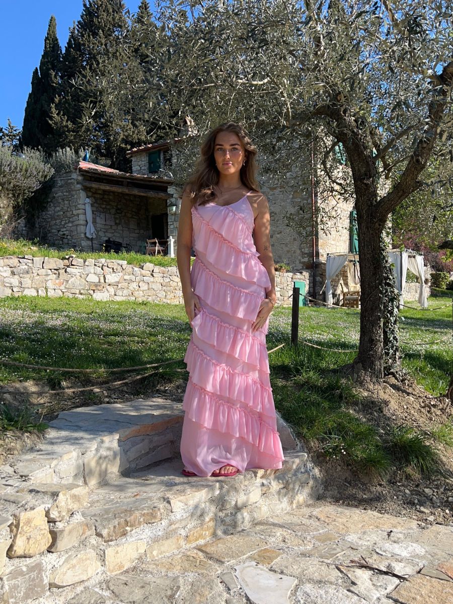 Rie maxi ruffle dress - Light pink