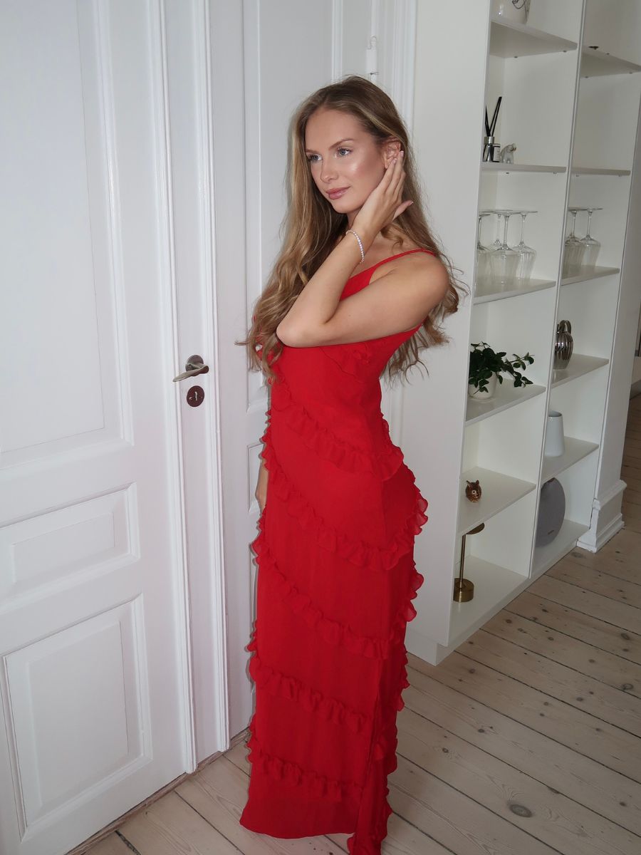 Rie maxi ruffle dress - Red