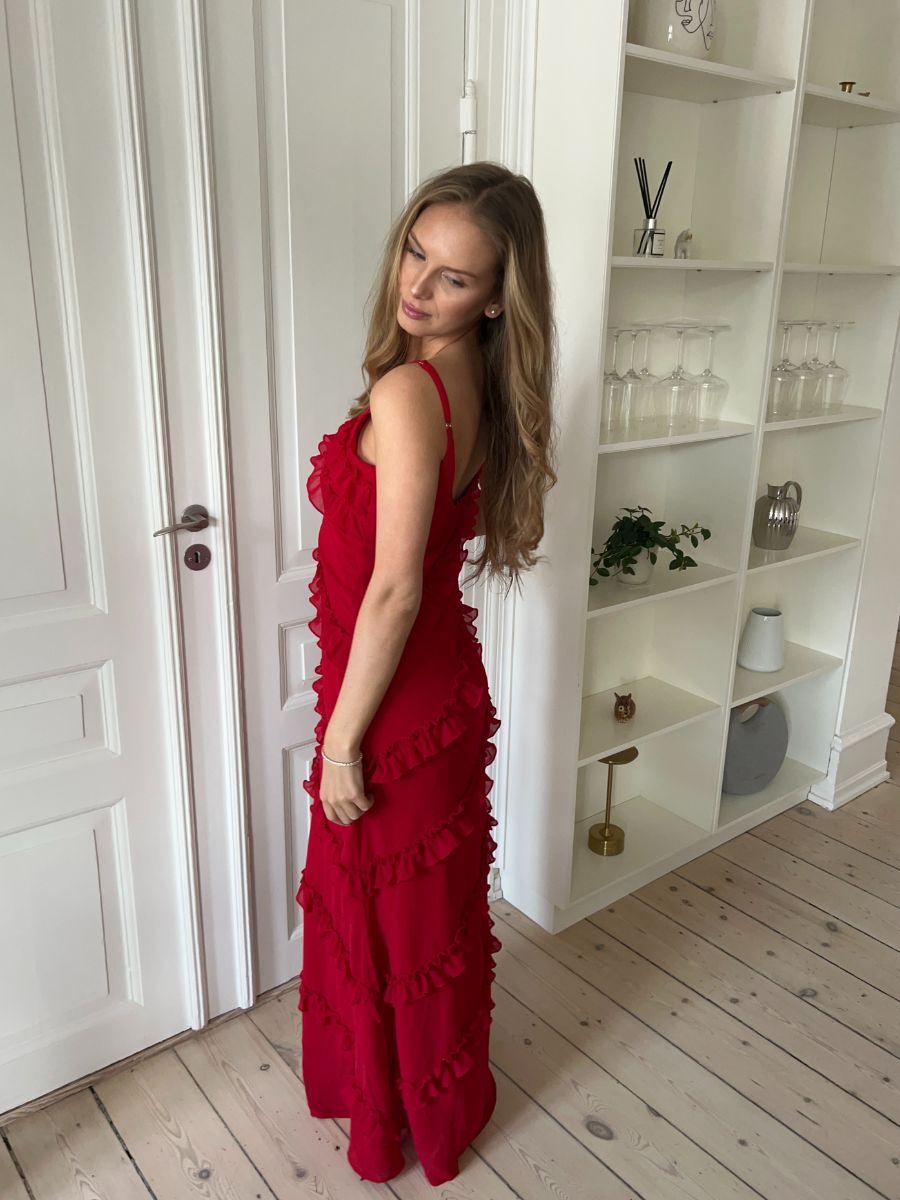 Rie maxi ruffle dress - Red