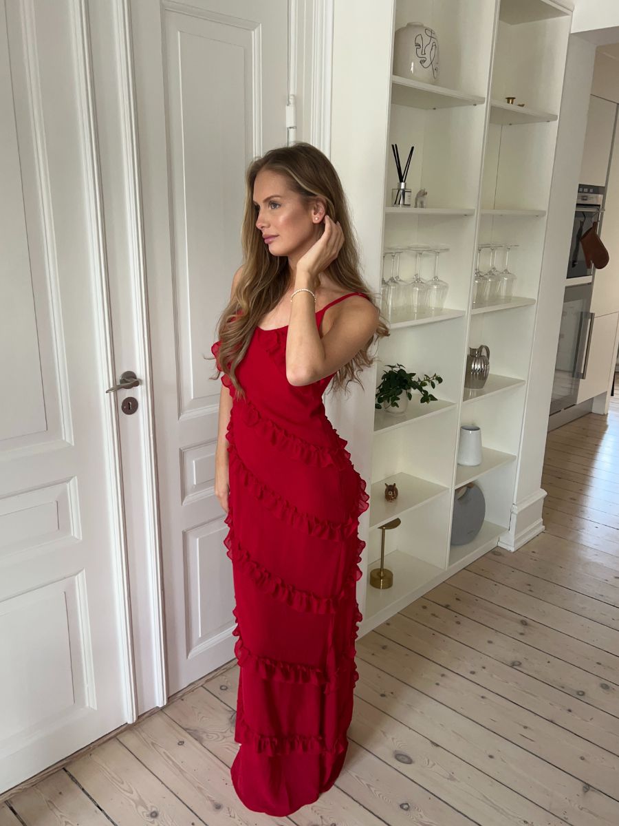 Rie maxi ruffle dress - Red