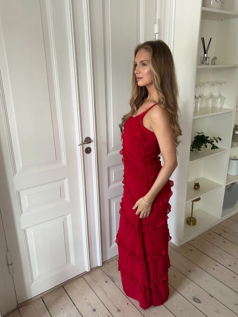 Rie maxi ruffle dress - Red