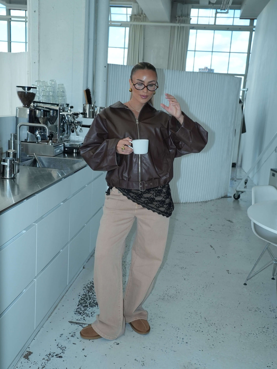 Tova buckle pu jacket – Dark brown