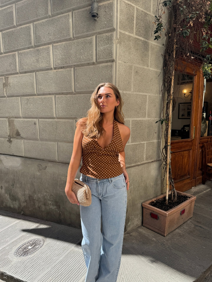 Vida polka dot top - Brown