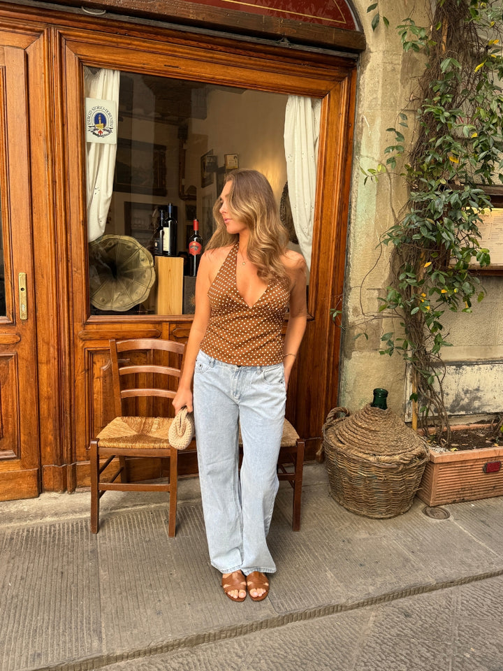 Vida polka dot top - Brown