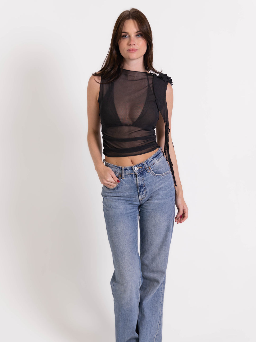 Rose mesh top - Black