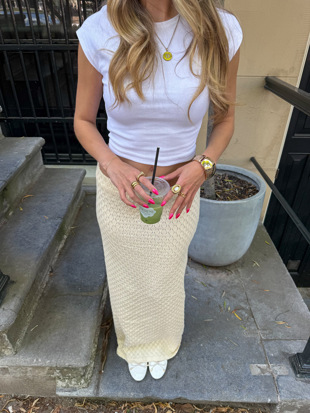 Maddy knitted skirt - Cream white