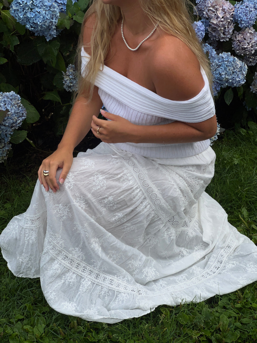 Kaya lace maxi skirt - White
