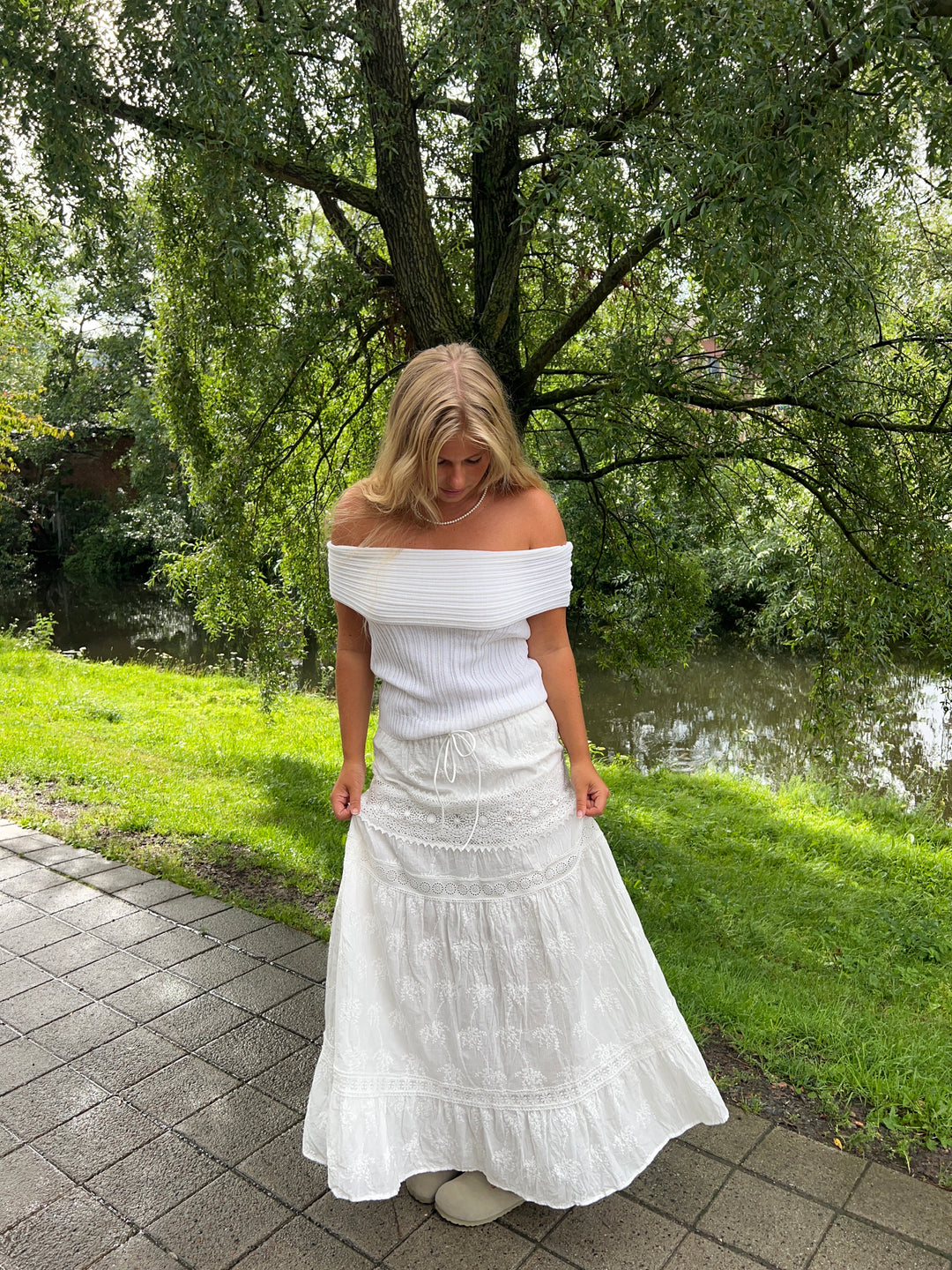 Kaya lace maxi skirt - White