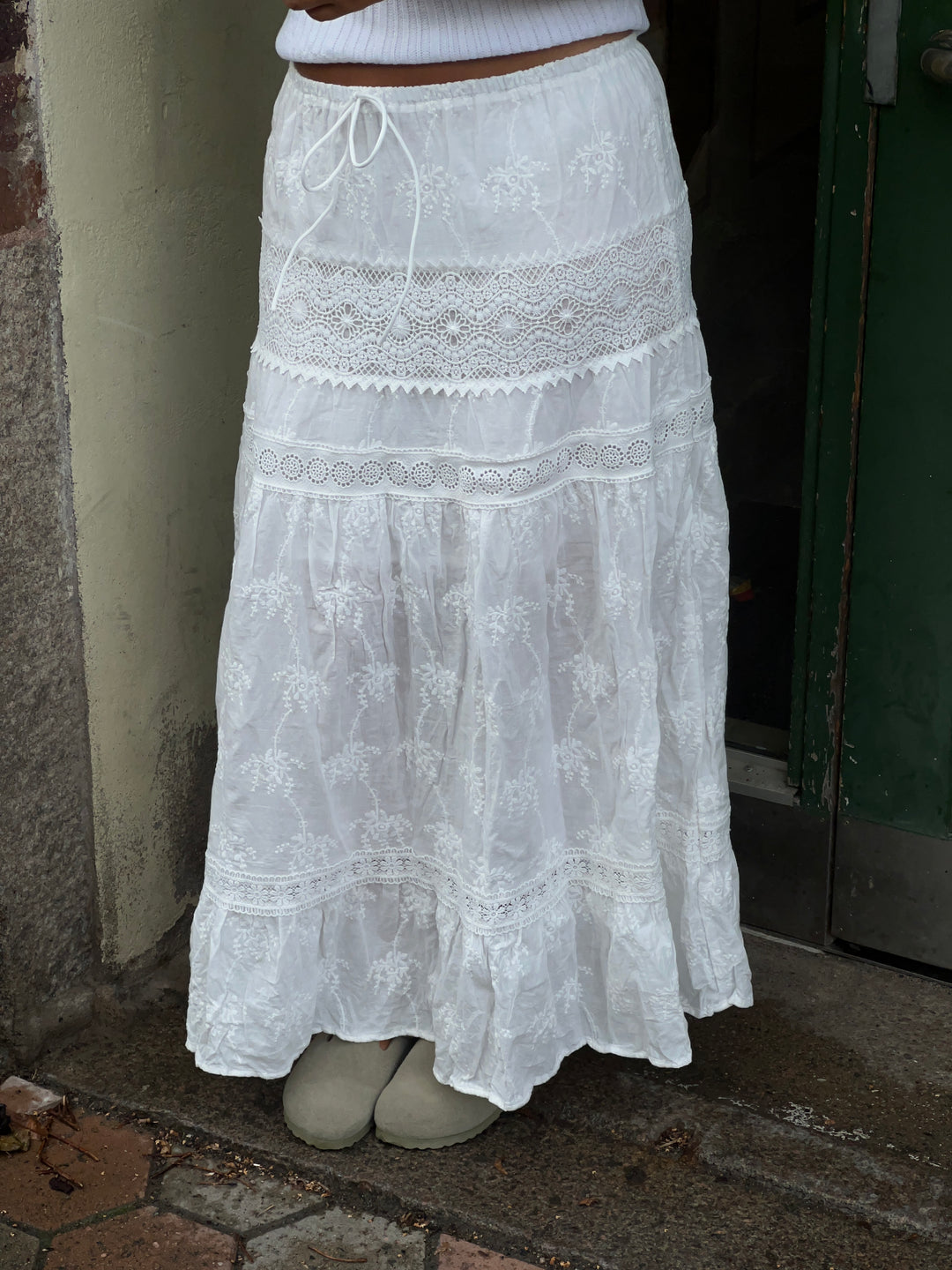 Kaya lace maxi skirt - White