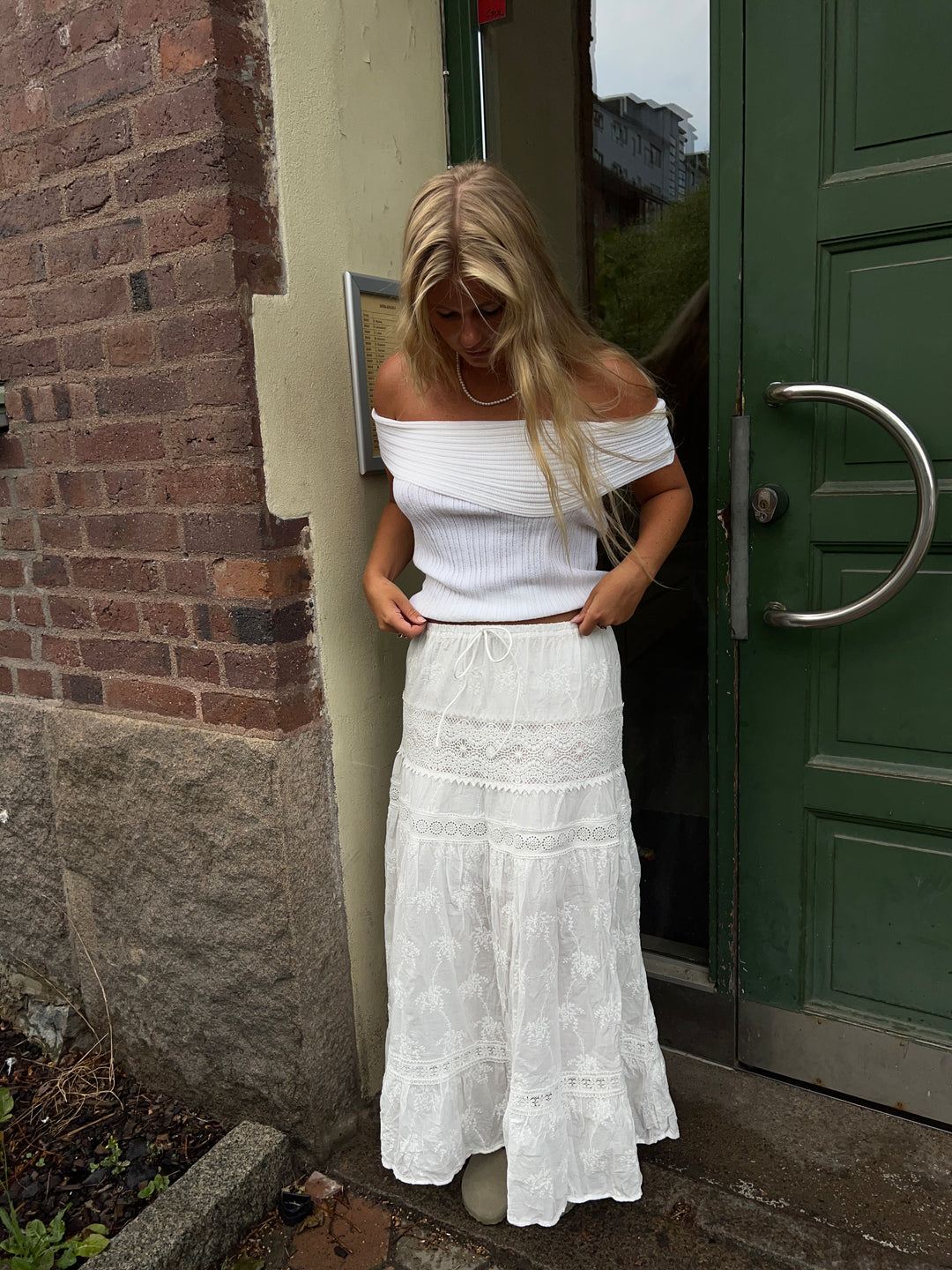 Kaya lace maxi skirt - White
