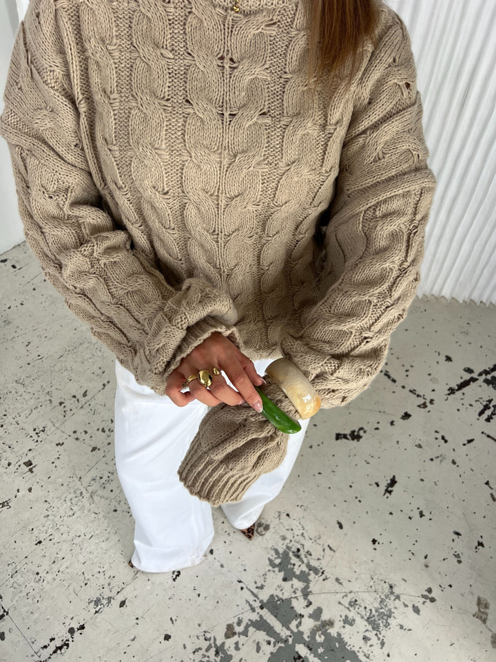 Anora chunky knit sweater - Beige
