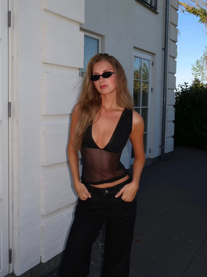 Francesca V-neck top - Black