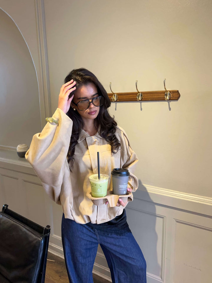 Arlinda suede bomber jacket - Beige