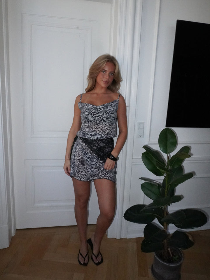 Celeste mesh mini zebra dress - Black/white