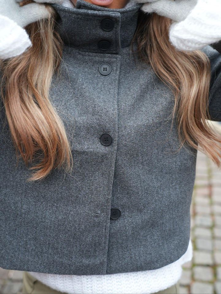Clea High Neck Jacket - Dark grey