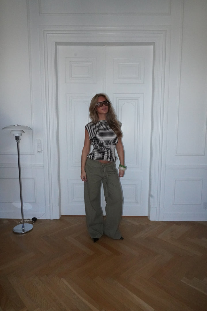 Bianca striped smock top - Brown/white