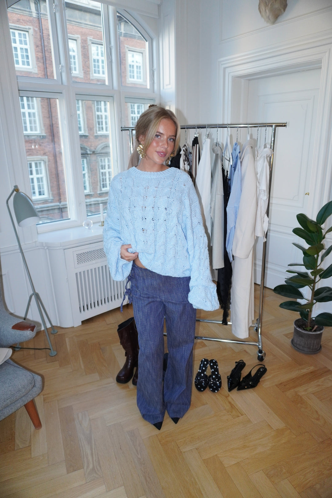 Anora chunky knit sweater - Light blue